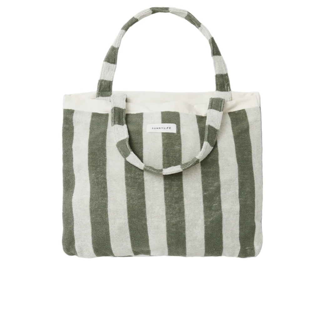 Twin Beach Towel 2-in-1 in Tote Bag The Vacay Olive Stripe
Sunnylife